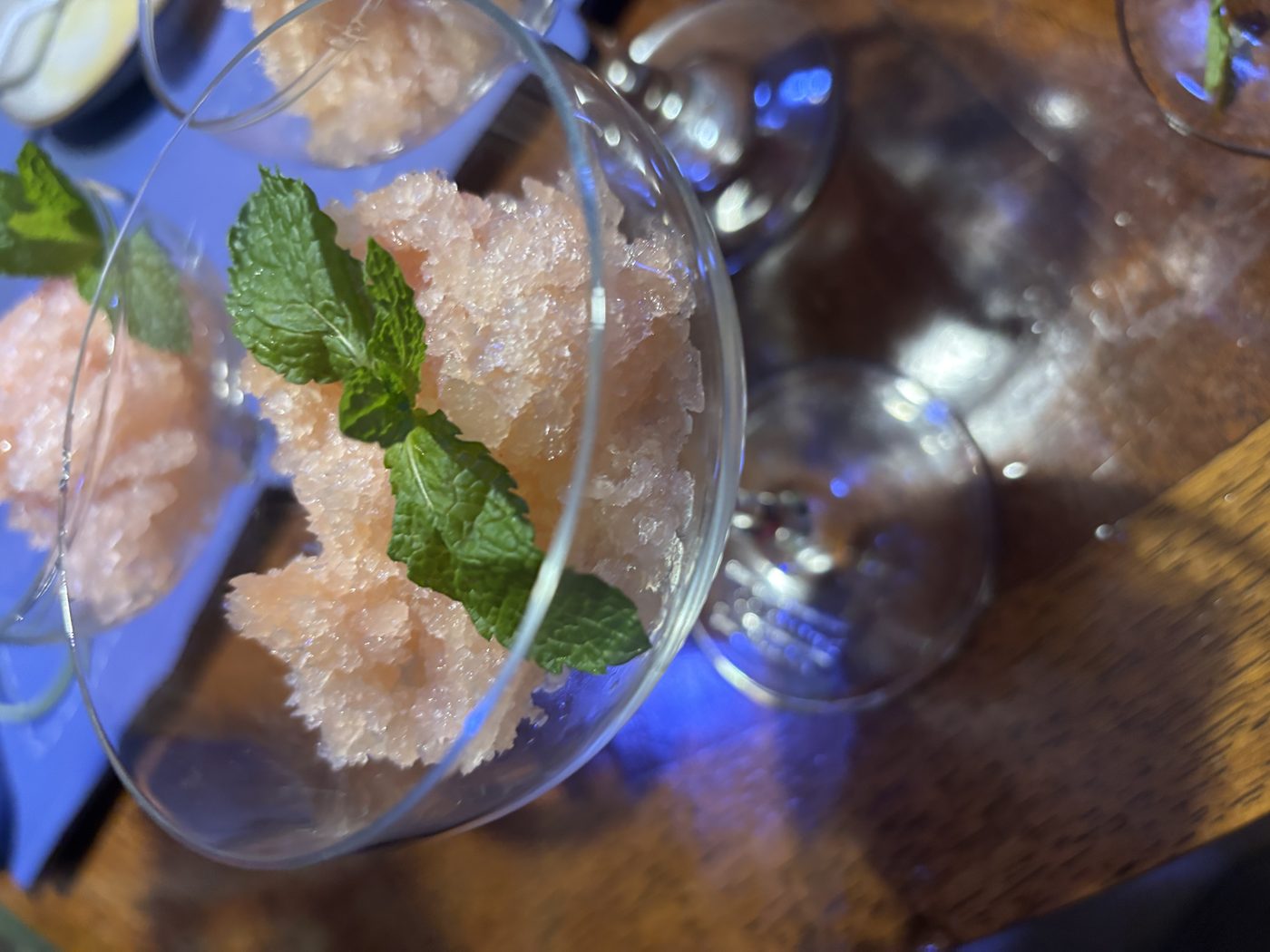 Grapefruit and rose granita with fresh mint